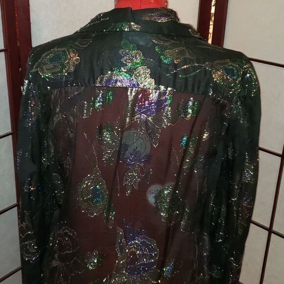Teddi of Cali. Sheer Black Metallic Floral Blouse - Picture 5 of 10